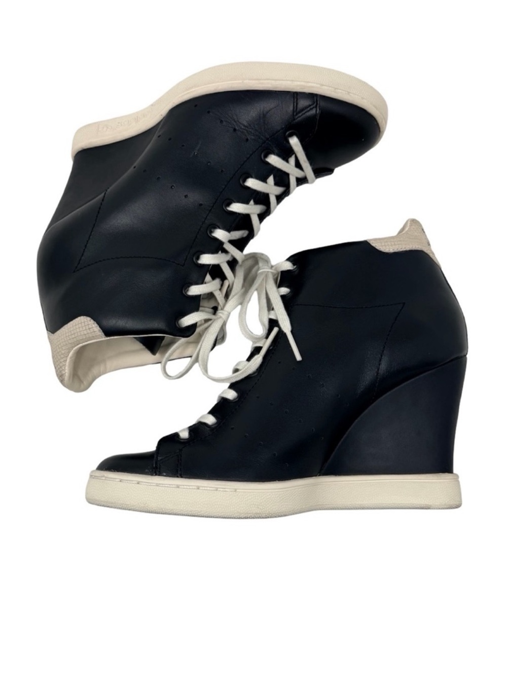 Adidas Stan Smith UP Wedge Sneakers Size 8 Black Leather Maximalist Neutral - Picture 5 of 11